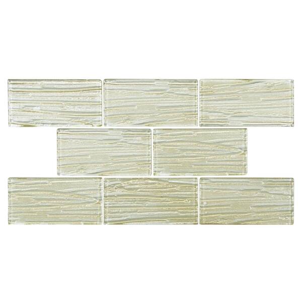 Merola Tile Aspen Subway Cream 3 in. x 6 in. Glass Wall Tile (1 sq. ft. / pack)