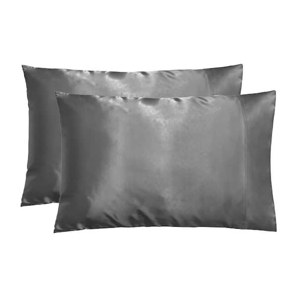 Unbranded Gunmetal Satin Standard Pillowcase Set of 2