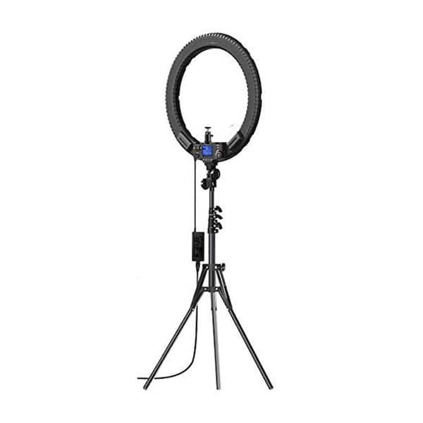 19 in. White Ring Light with Wireless Remote Controller Adjustable Brightness IPad Holder for Live Stream Makeup