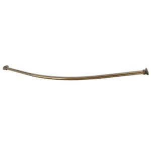 Edenscape 47 in. to 60 in. Stainless Steel Adjustable Curved Shower Curtain Rod in Antique Brass