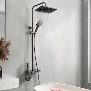 Shower System with Single Handle 3-Spray Pattern,Tub and Shower Faucet 20 GPM in Gun Gray Adjustable Head Valve Included