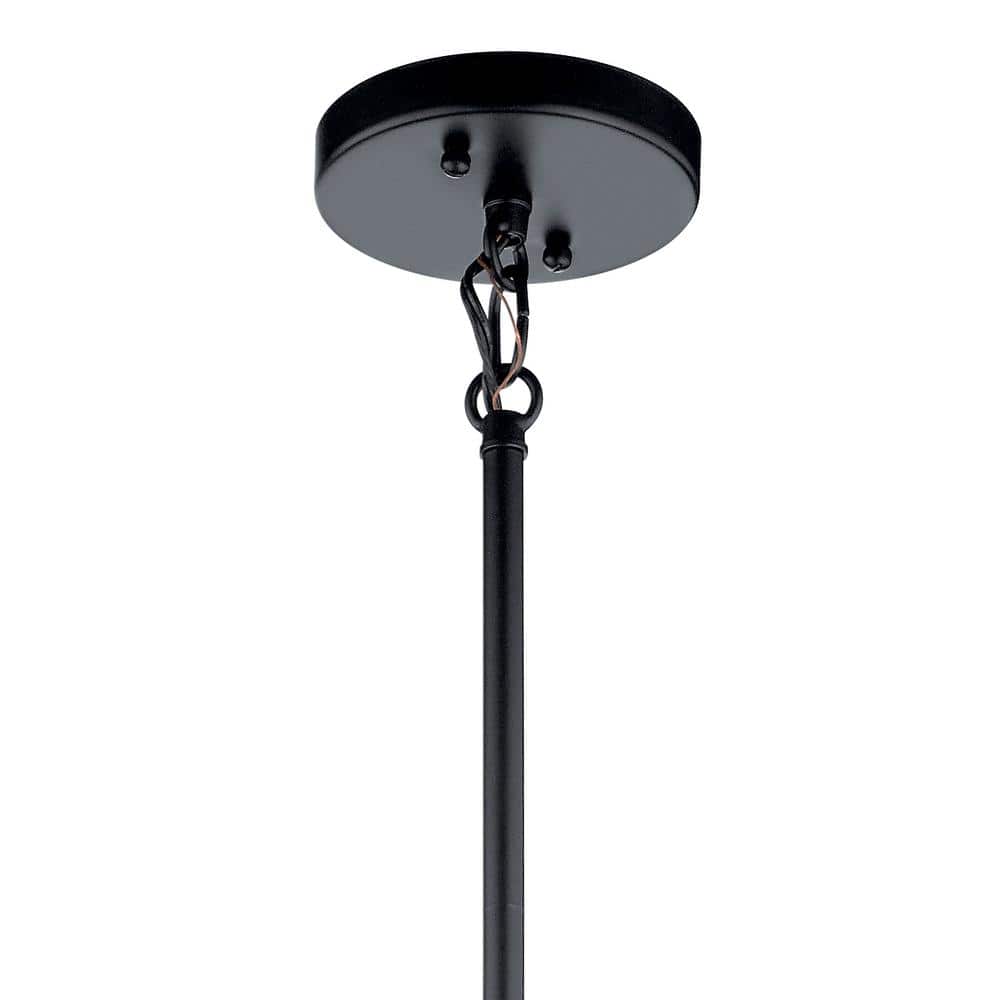 Birkleigh 12" Black Transitional Drum Pendant with Satin Etched Glass