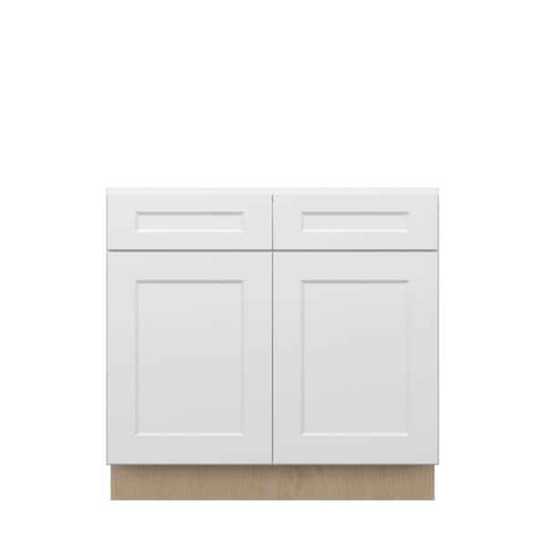 Unbranded Norfolk Shaker 36 in. W x 34.5 in. H x 24 in. D in Painted White Plywood Assembled Base Cabinet