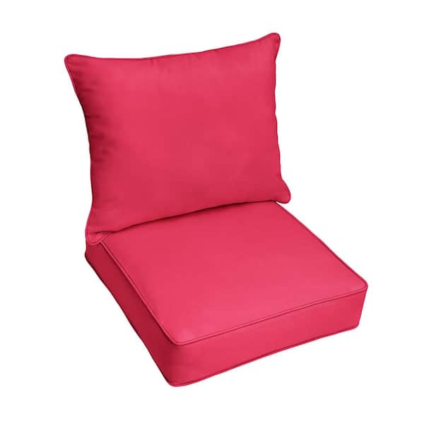 SORRA HOME 23.5 in. x 23 in. x 27 in. Deep Seating Outdoor Pillow and Cushion Set in Sunbrella Canvas Hot Pink