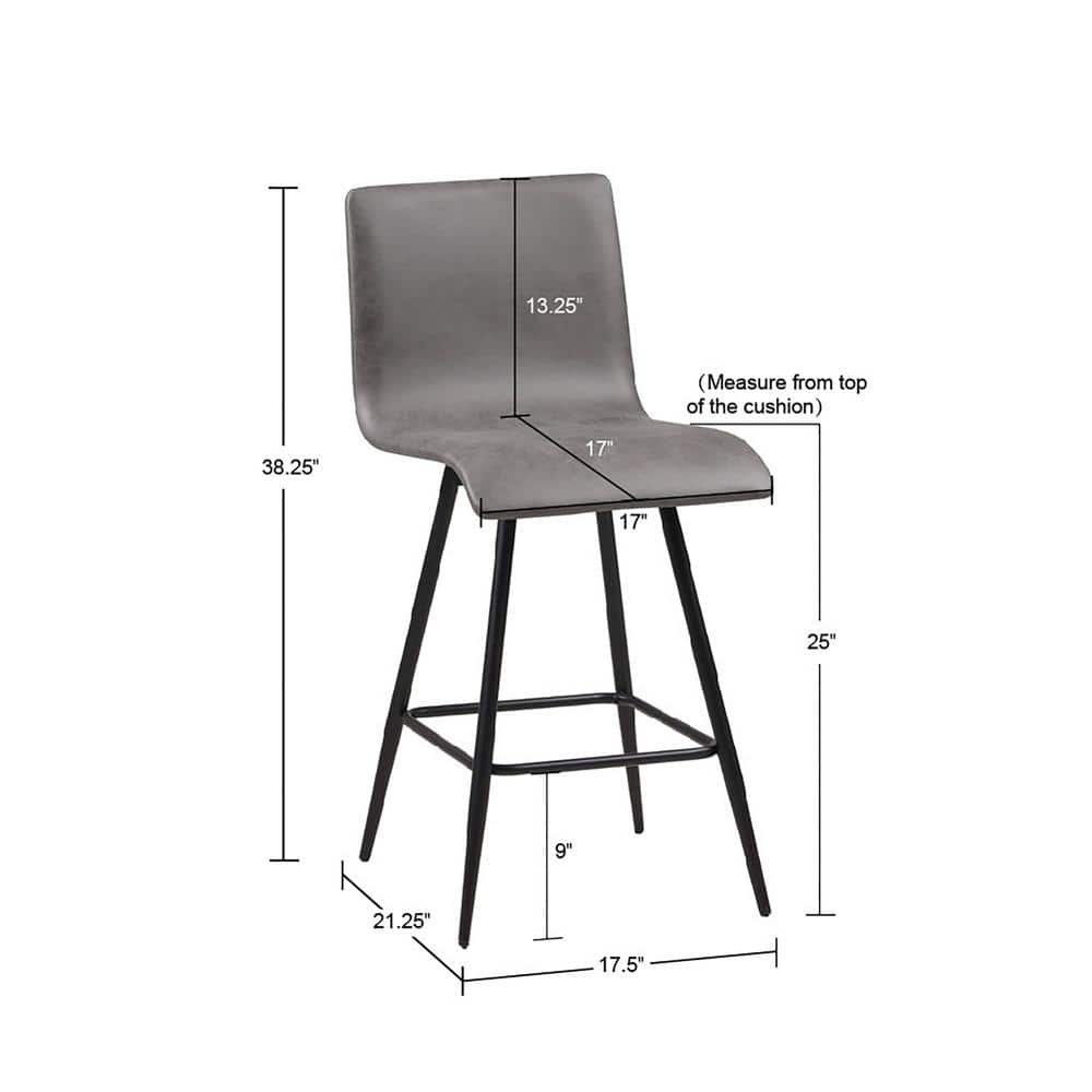 Black Faux Leather Swivel Counter Stool with Metal Base