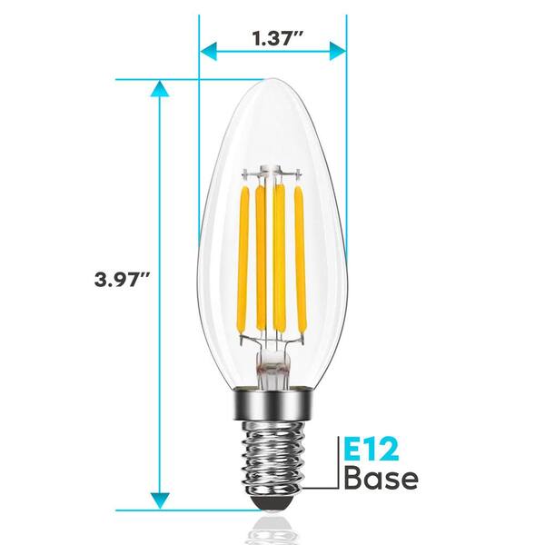 LUXRITE 100 Watt Equivalent B11 Dimmable Vintage Edison LED Light Bulb 3000K Soft White 7 Watt Damp Rated 6 Pack LR21634 6PK