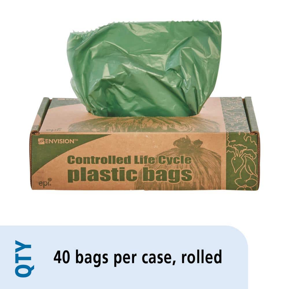Green 33 Gallon Biodegradable Tearproof Trash Bags