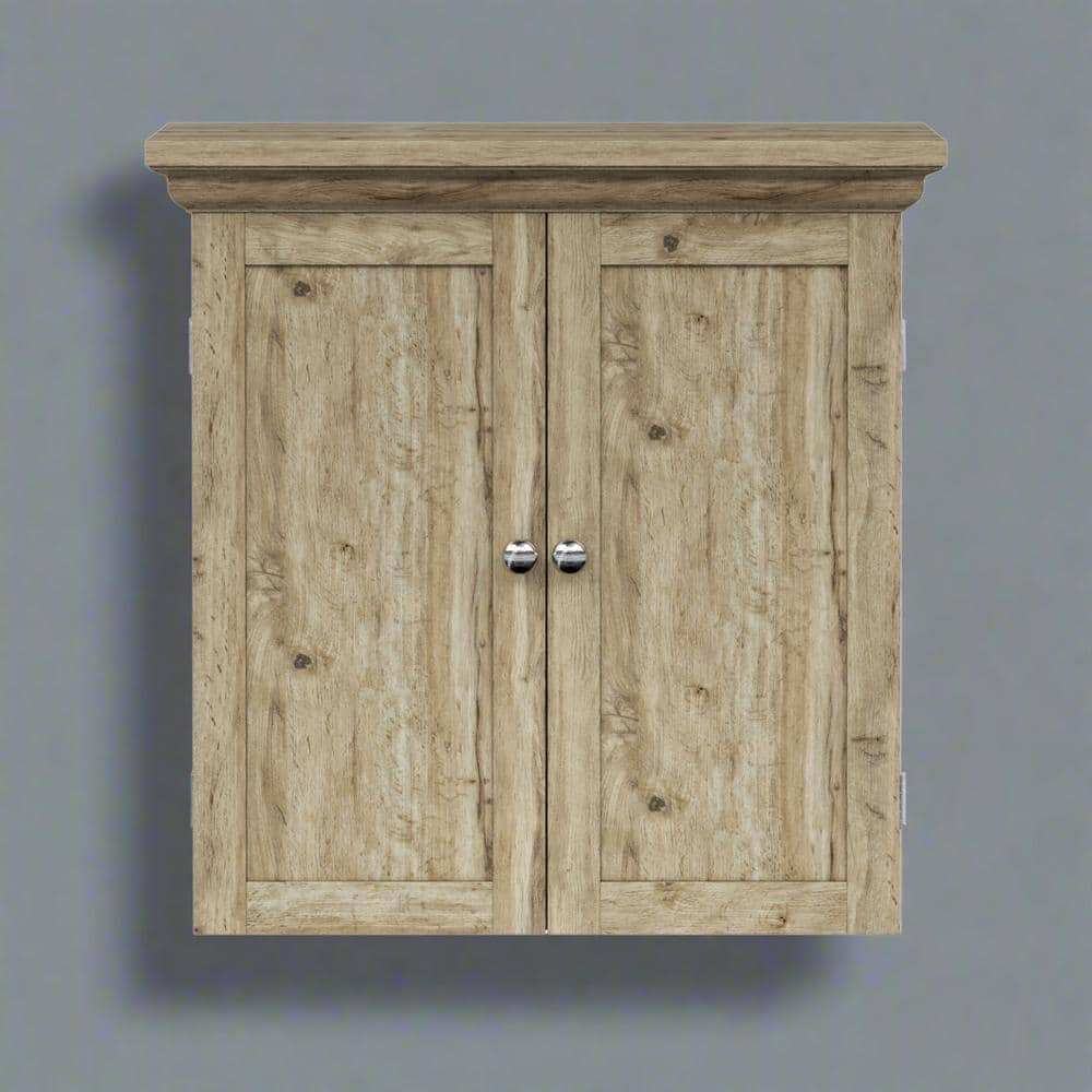 Light Oak Bathroom Wall Cabinet with Adjustable Shelves