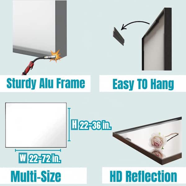 36 in. W x 36 in. H Rectangular Aluminum Framed Wall Bathroom Vanity Mirror in Black