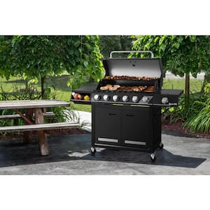 6-Burner Propane Gas Grill in Matte Black with TriVantage Multifunctional Cooking System