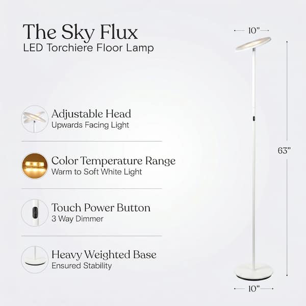 Brightech Sky Flux 67 in. White Industrial 1-Light Dimmable and