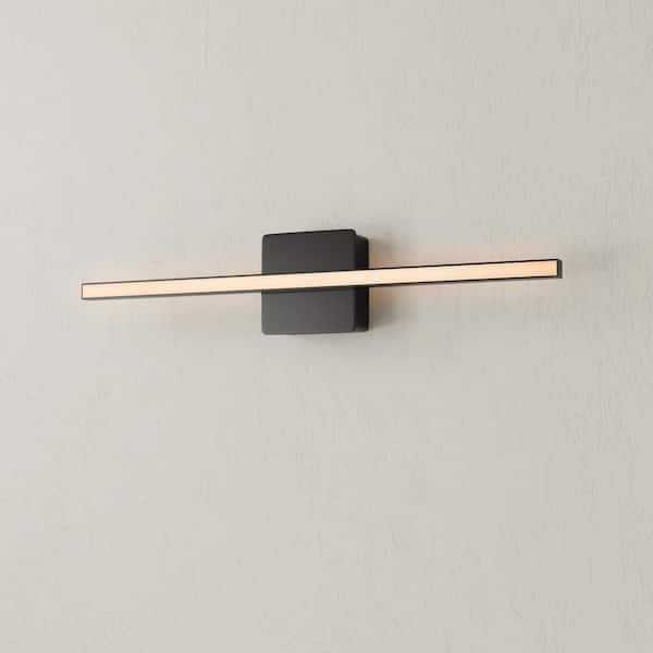 Progress Lighting Phase 4 Collection 24 in. Matte Black Medium Modern Integrated 3CCT Integrated 1-Light LED Linear Vanity Light
