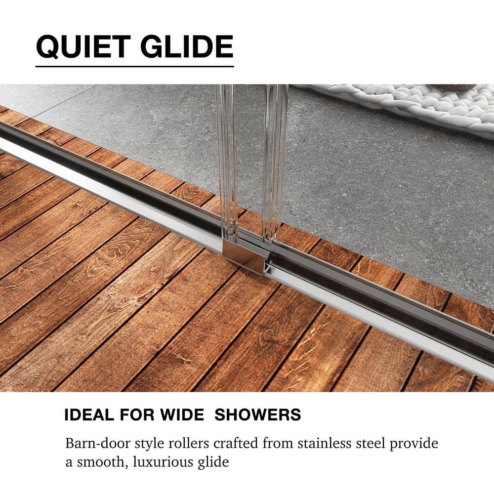 60 in. Chrome Framed Double Sliding Shower Door with Clear Glass