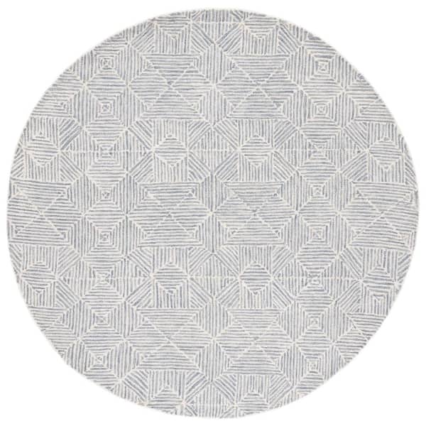 SAFAVIEH Abstract Gray/Ivory 6 ft. x 6 ft. Diamond Geometric Round Area Rug