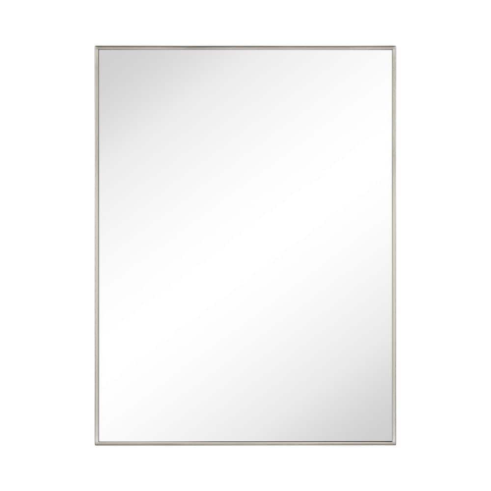 Linton 24 in. W x 32 in. H Rectangle Stainless Steel Framed Wall Mounted Bathroom Vanity Mirror in Brushed Nickel price history on PriceWatchPro