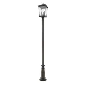 Beacon 105.75 in. 3-Light Oil Bronze Aluminum Hardwired Outdoor Weather Resistant Post Light Set with No Bulb included