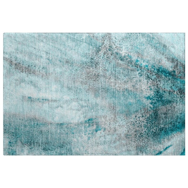 Dream Shag Premium Machine Washable Abstract ADS505 Teal 2 ft. x 3 ft. Accent Rug