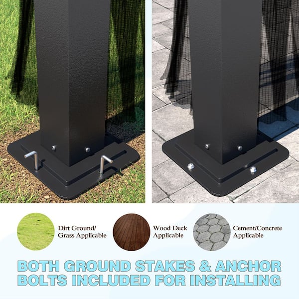 16 ft. W x 12 ft. D Double Hardtop Gazebo with Pre-Painted Galvanized Steel Roof and Textilene Netting