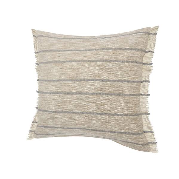 Taupe Distressed Stripes Throw Pillow