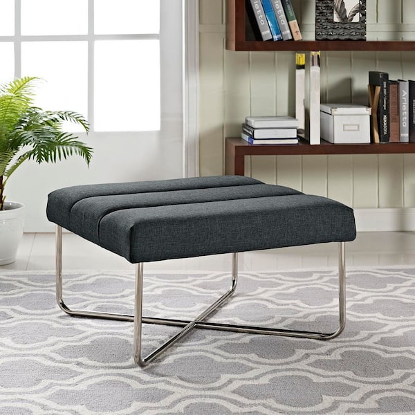 MODWAY Reach Upholstered Fabric Ottoman in Gray