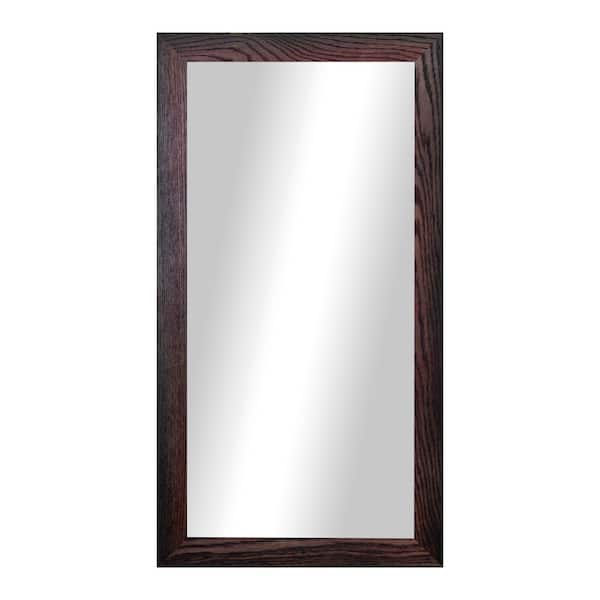 2 in Black Cherry Frame (30 in. W x 19 in. H) Oak Hardwood Rectangle Wall Mirror