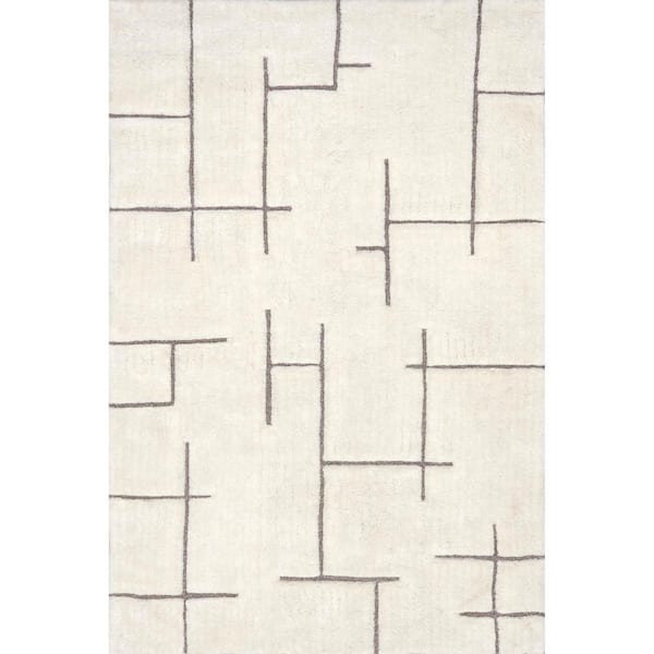 nuLOOM Off White 4 ft. x 6 ft. Masami Contemporary High-Low Wool Area Rug