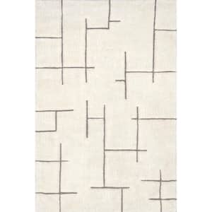 Off White 8 ft. x 10 ft. Masami Contemporary High-Low Wool Area Rug