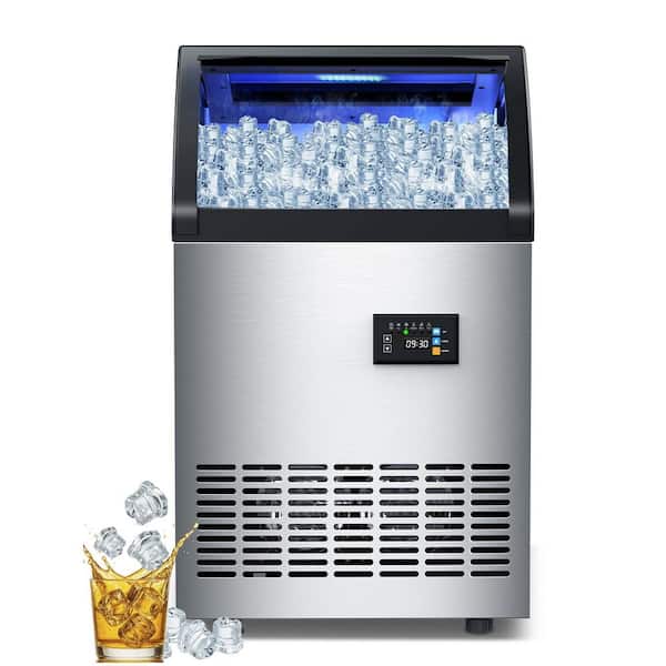 18.98 in. 115 lb./24H Crystal Spray Commercial Full Size Cubes Freestanding Ice Maker,Stainless Steel,55lbs. Storage Bin