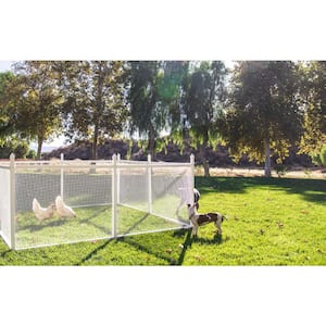 3 ft. x 24 ft. White Plastic Wire Mesh Fence Panel/Enclosure Kit with Gate Insert -Hard Surface