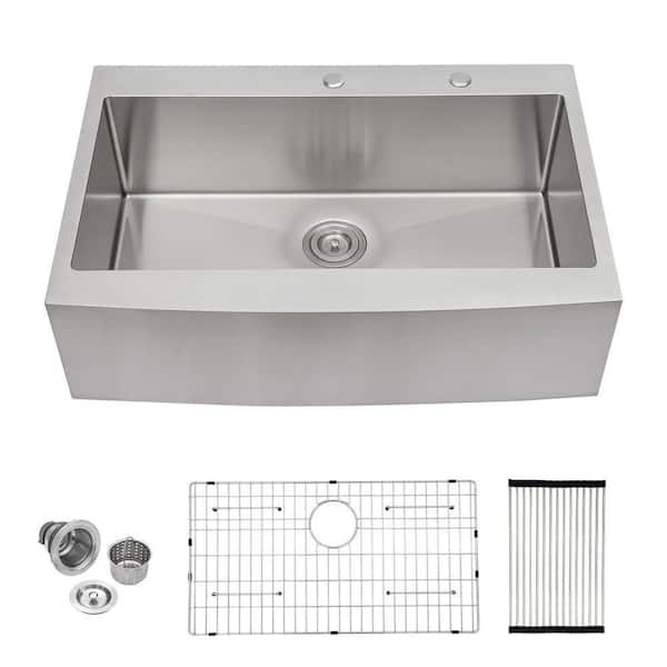33 in. Undermount 16-Gauge Single Bowl Stainless Steel Kitchen Sink with Bottom Grids＆Strainer