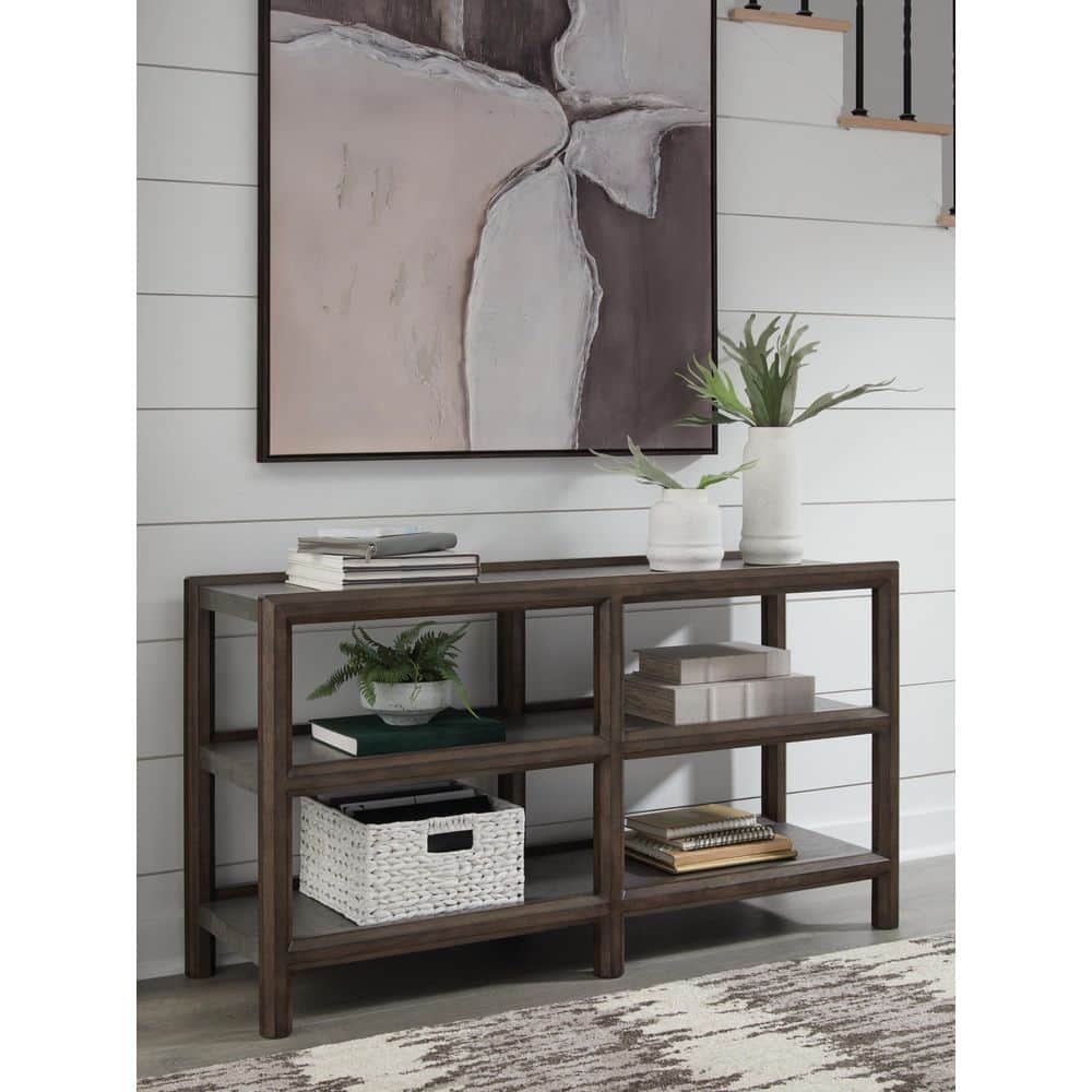 Kallenny 53 in. Gray Rectangle MDF Console Table with Shelves