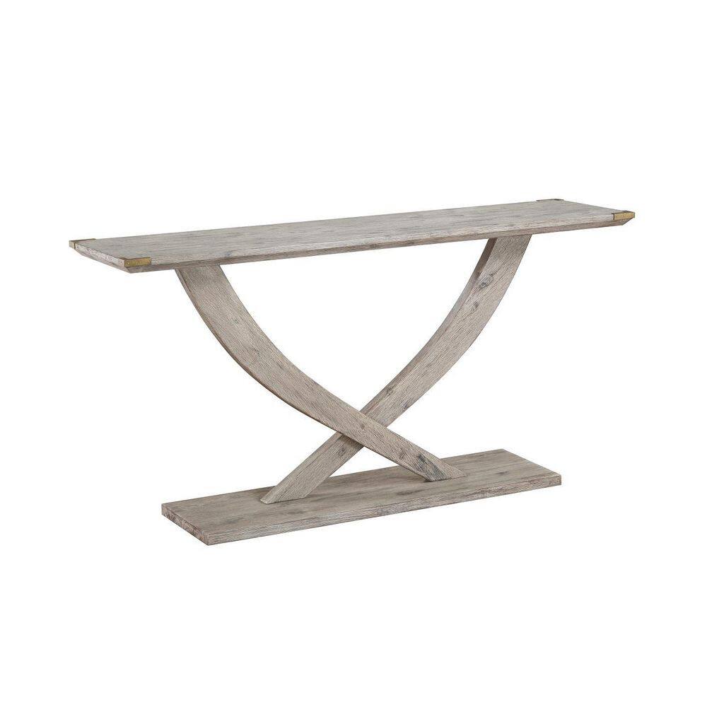 Montana 57 in. Light Barnwood Wire-Brush Rectangular Wood Console Table