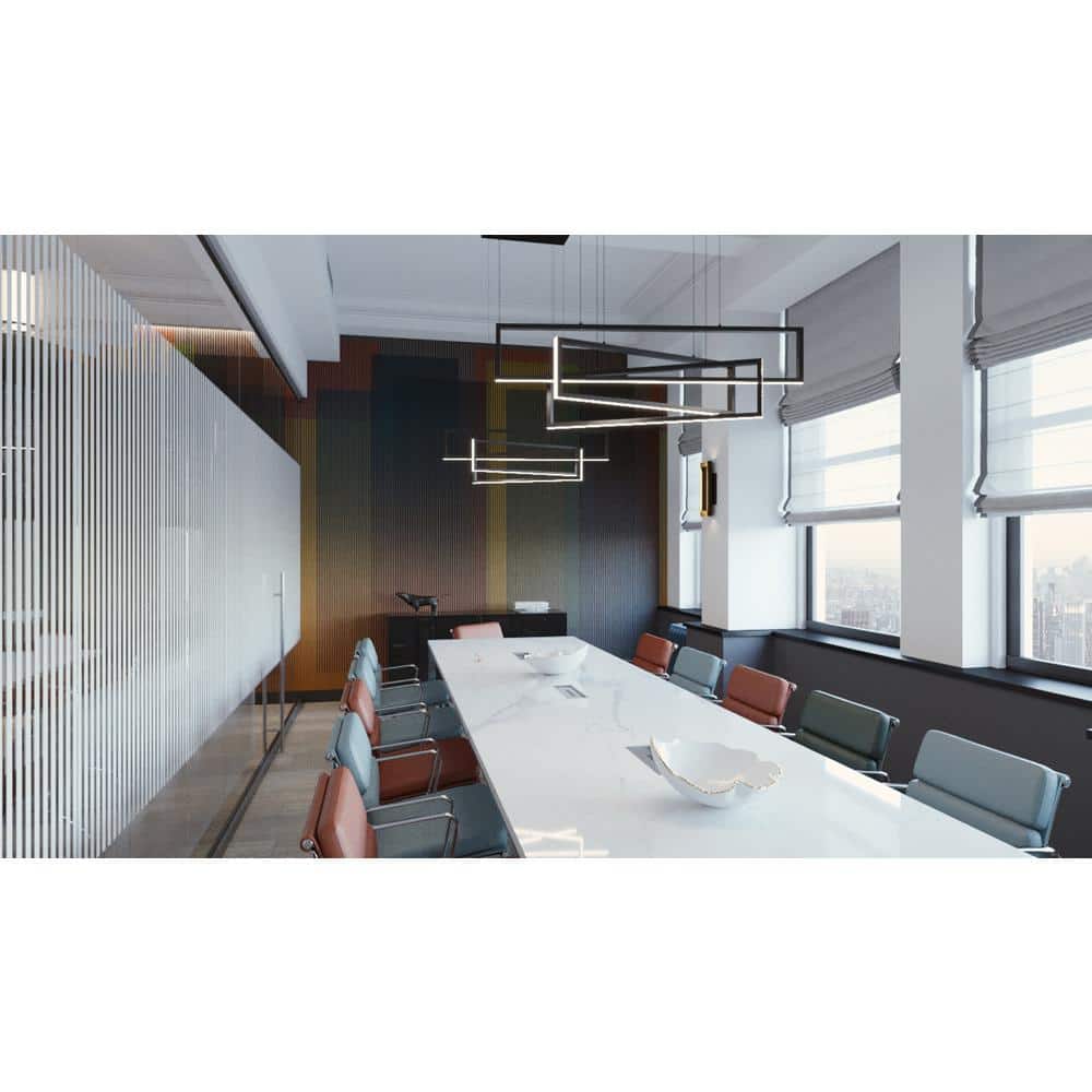 Cole Contemporary 39" LED Pendant in Satin Nickel and Black