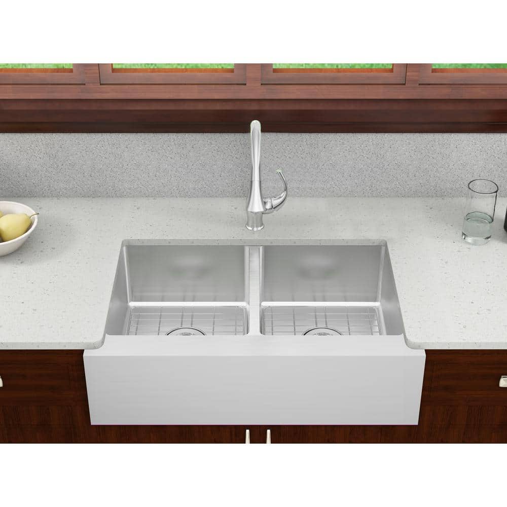 Lapeer 33'' Stainless Steel Double Bowl Farmhouse Sink