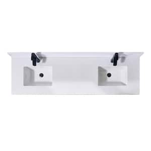 Caorle 73 in. W x 22 in. D Engineered Stone Composite Vanity Top in Snow White with White Rectangular Double Sink