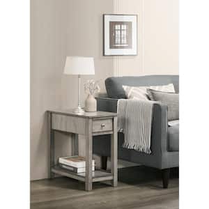 New Classic Furniture Noah 12 in. Gray Rectangle Solid Wood End Table with 1-Drawer