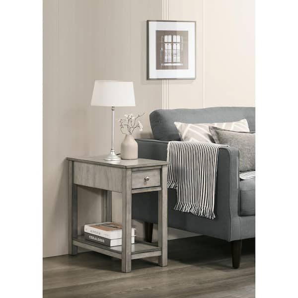 NEW CLASSIC HOME FURNISHINGS New Classic Furniture Noah 12 in. Gray Rectangle Solid Wood End Table with 1-Drawer