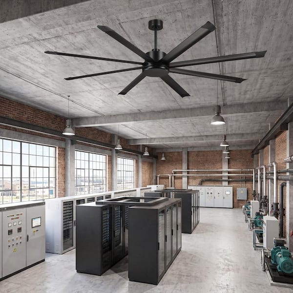 IHOMEadore 7 ft. Indoor/Outdoor Black Windmill Downrod Mount