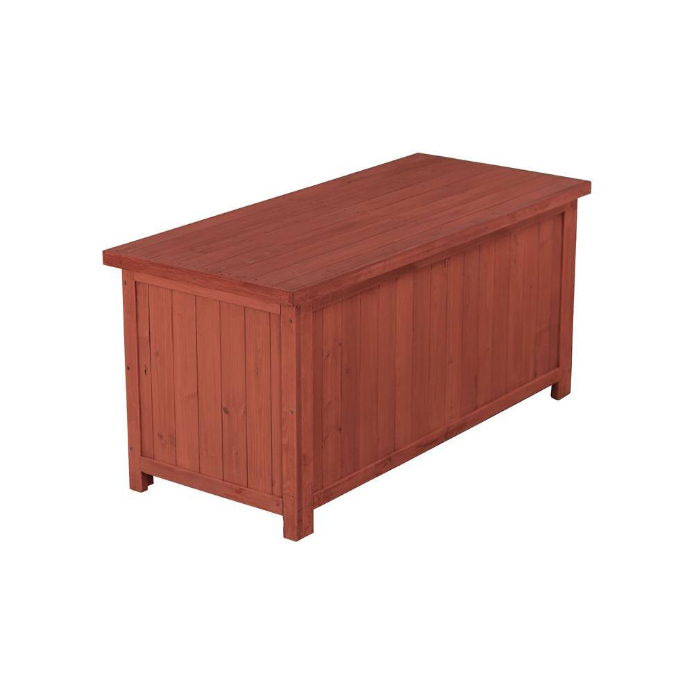 Medium Brown Cypress Wood Deck Storage Box with Ventilated Panels