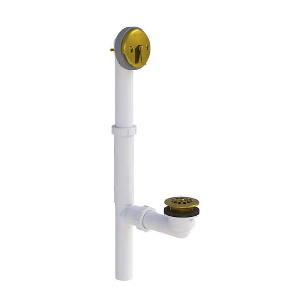 Watco 500 Series Quick Adjust 16 in. Tubular Plastic Bath Waste Trip Lever Kit, Polished Brass