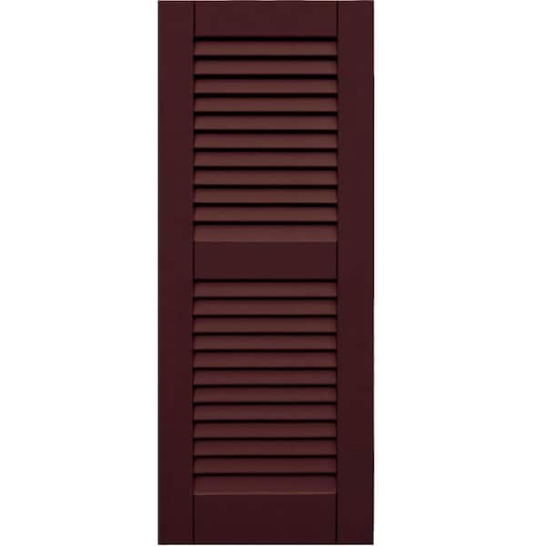 Winworks Wood Composite 15 in. x 38 in. Louvered Shutters Pair #657 Polished Mahogany