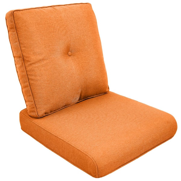 Loopyhoopy Modern 22 in. x 25 in. 2-Piece Deep Seating Outdoor Lounge Chair Cushion Set in Orange with Center Button (2-Piece)