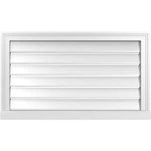 34 in. x 20 in. Vertical Surface Mount PVC Gable Vent: Functional with Brickmould Sill Frame