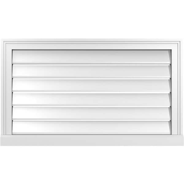 Ekena Millwork 34 in. x 20 in. Vertical Surface Mount PVC Gable Vent: Functional with Brickmould Sill Frame