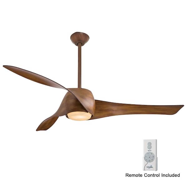 MINKA-AIRE Artemis 58 in. Integrated LED Indoor Distressed Koa Ceiling Smart Fan with Light and Remote Control