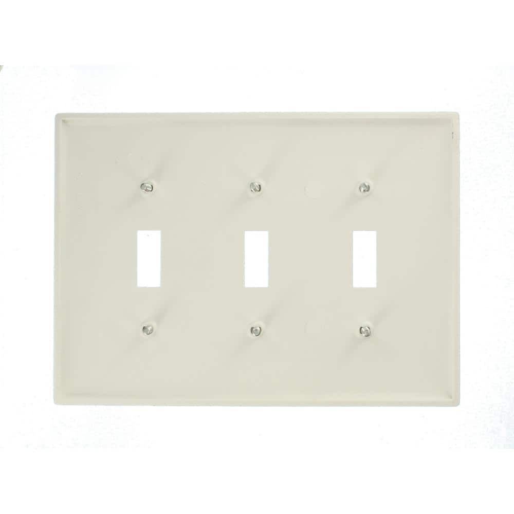 White Plastic 3-Gang Midway Toggle Wall Plate