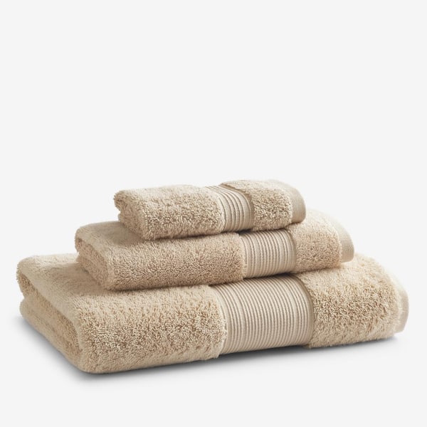 Cotton and Linen Mélange Bath Towel - Beige, Size Bath Sheet | The Company Store