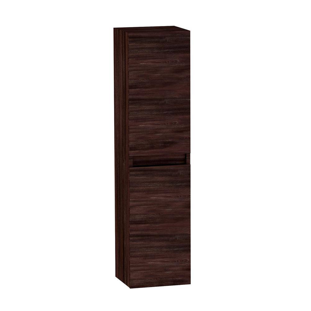 Menta 13.8 in. W x 12.4 in. D x 55.1 in. H Bathroom Storage Wall Cabinet in Wenge price history on PriceWatchPro