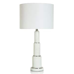 31.75 in. White Candlestick Task and Reading Table Lamp for Living Room with White Cotton Shade