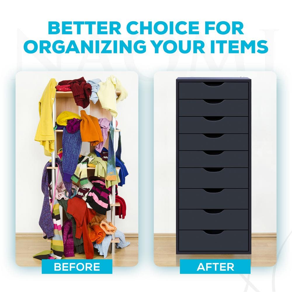 Black Mobile 9-Drawer Water Resistant Office Storage Cabinet